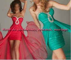 Robe de soirée CS rouge coupe asymétrique