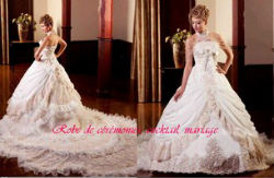 Robe de mariée prestige bustier blanc cassé à dentelle VENDU avec jupon adapté
