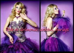 Robe de mariée NV Bleu et violet VENDU avec jupon adapté
