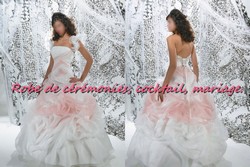 Robe de mariée NV blanche et légèrement rosé VENDU avec jupon adapté.
