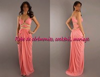 Robe de cocktail NV corail & doré.