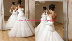 Robe de mariée prestige blanche à bustier VENDU avec jupon adapté