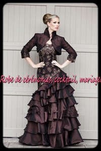 Robe de soirée CS brun VENDU avec boléro
