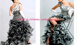 Robe de soirée Noir & blanche coupe asymétrique.