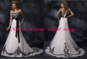 Robe de mariée noir et blanc à laçage