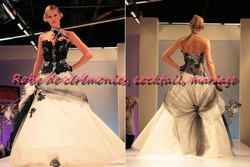 Robe de mariée NV Noir Blanc VENDU avec jupon adapté.