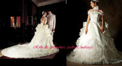 Robe de mariée prestige blanche longue traîne VENDU avec jupon adapté