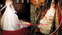 Robe de mariée prestige ivoire asymétrique motif fleur VENDU avec jupon adapté