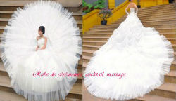 Robe de mariée prestige blanche bustier longue traîne VENDU avec jupon adapté