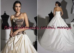 Robe de mariée NV ivoire & chocolat VENDU avec jupon adapté.