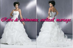 Robe de mariée prestige bustier à noeud traîne plissé VENDU avec jupon adapté.