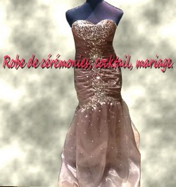 Robe de soirée CS champagne rosé coupe sirène