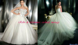 Robe de mariée prestige blanche bustier strass VENDU avec jupon adapté