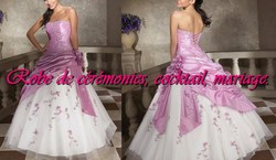 Robe de princesse parme & blanc VENDU avec jupon adapté.