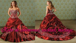 Robe de mariée bordeaux avec traîne vendu avec jupon adapté