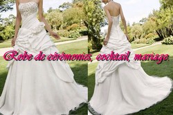 Robe de mariée romantique blanche bustier coupe à demi plissé VENDU avec jupon adapté.