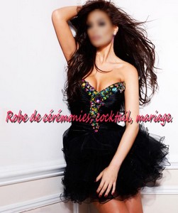 Robe de soirée CS noir bustier ornée de strass