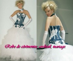 Robe de mariée bustier bleu et blanc VENDU avec jupon adapté