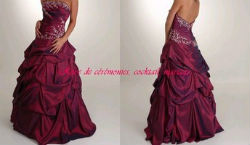 Robe de cocktail bustier fuchsia/bordeaux