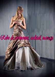 Robe de mariée NV Marron et Blanc VENDU avec jupon adapté.