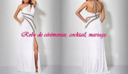 Robe de cocktail blanche fendu