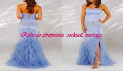 Robe de cocktail bustier bleu ciel avec laçage