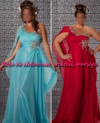 Robe de cocktail NV turquoise asymétrique