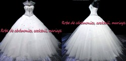 Robe de mariée NV blanche bustier en coeur ornée de diamant VENDU avec jupon adapté.