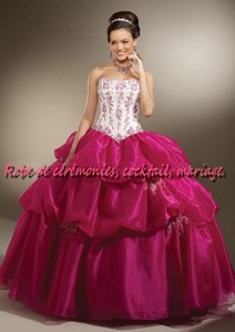 Robe de princesse NVP blanche & fuchsia VENDU avec jupon adapté