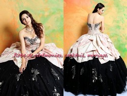 Robe de princesse NVP beige rosé et noir VENDU avec jupon adapté.