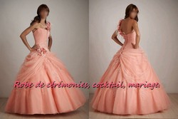 Robe de soirée CS saumon asymétrique VENDU avec jupon adapté.