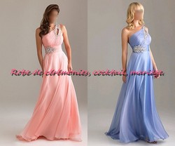 Robe de soirée CS rosé coupe asymétrique