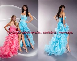 Robe de soirée CS rose coupe asymétrique