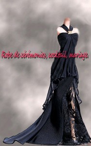 Robe de soirée CS noir à col américain