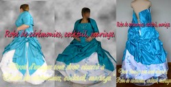 Robe de princesse blanche et bleu VENDU avec jupon adapté & boléro