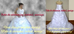 Robe de mariée blanche à col américain VENDU avec jupon adapté.