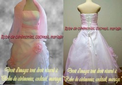 Robe de mariée blanche et rose VENDU avec jupon adapté et étole
