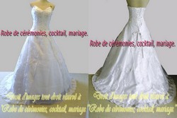Robe de mariée blanche bustier coupe V, VENDU avec jupon adapté
