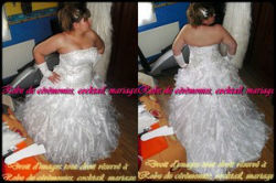 Robe de mariée prestige blanche bustier ornée de strasse et perle VENDU avec jupon adapté