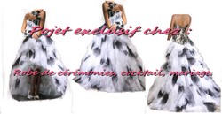 Robe de mariée NV blanche & noir traîne amovible VENDU avec jupon adapté & tour de cou