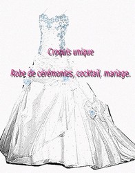 Croquis robe blanche et bleu ciel VENDU avec jupon adapté.