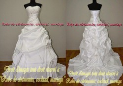 Robe de mariée ivoire ornée de sequins VENDU avec jupon adapté.