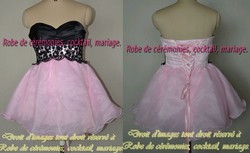 Robe de soirée rose pâle & noir.