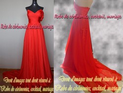 Robe de soirée rouge coupe empire.