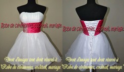 Robe de cocktail blanche et fuchsia