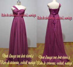 Robe de soirée violine coupe asymétrique
