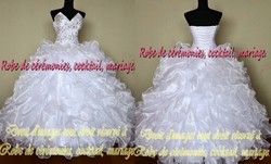Robe de mariée blanche bustier ornée de strass VENDU avec jupon adapté.