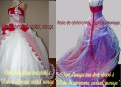 Robe de mariée rouge et blanc avec bretelles VENDU avec jupon adapté.