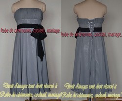 Robe de cocktail grise et noir coupe empire