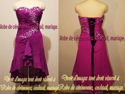 Robe de soirée violette coupe asymétrique